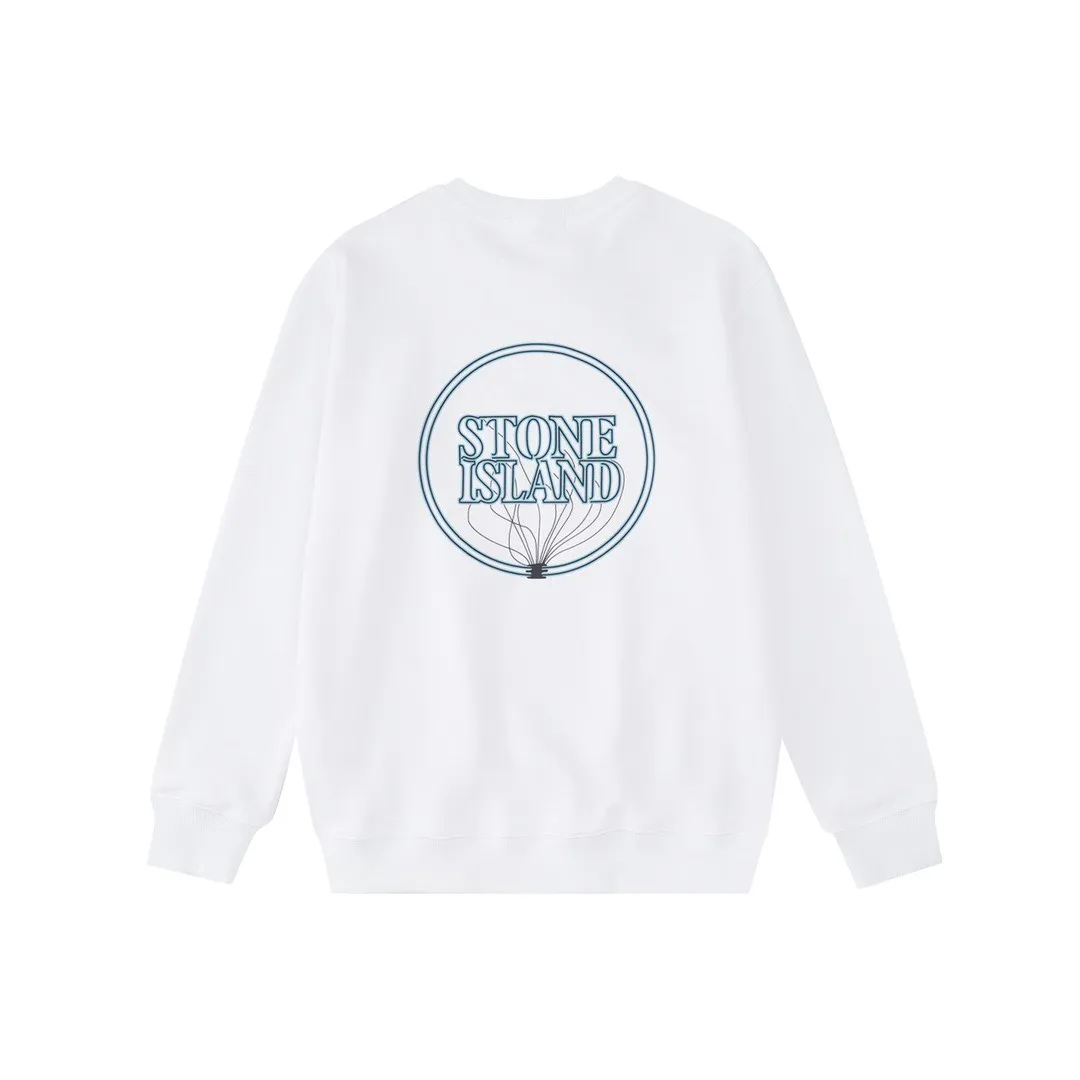 W823#P160💰 Stone Island light bulb logo round neck printed long-sleeved sweatshirt! Versatile base round neck sweatshirt for couples! Simple armband design, customized 1*1 thread (fine texture), 380g double-strand large terry fabric, very good quality, foreign trade craftsmanship, respect the original version! The threads at the cuffs and hem are all original bartacks! The time-consuming and material consumption distinguishes the ordinary version on the market! Tops worn by celebrities from all walks of life on INS, can be matched with couple styles!  Color: Black White Size: M-XXL